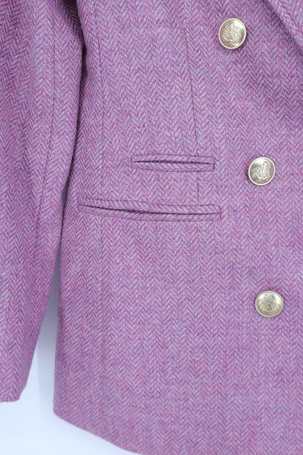 J. CREW Bristol Herringbone Wool Blazer Lilac Double Breasted Women's 00