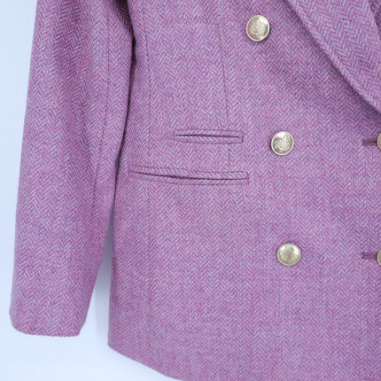 J. CREW Bristol Herringbone Wool Blazer Lilac Double Breasted Women's 00