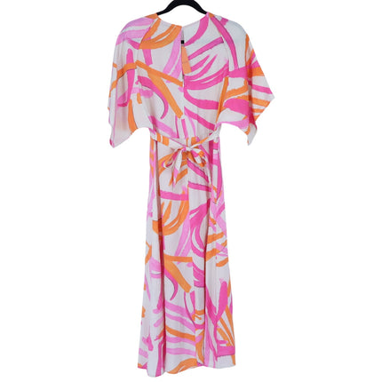 VILAGALLO Ginevra Lucca Print Maxi Dress Pink NWT Kimono Sleeve Women's 40/US 6