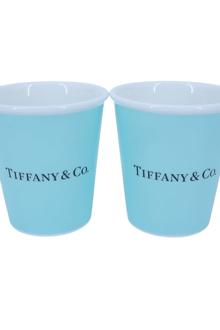 TIFFANY & CO Coffee Cups Blue Bone China Set of 2