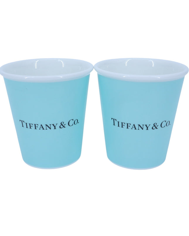 TIFFANY & CO Coffee Cups Blue Bone China Set of 2