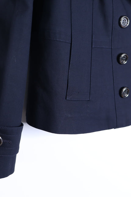 BURBERRY Crop Double Breasted Swing Jacket Dark Navy Long Sleeve Women's 40/US 6
