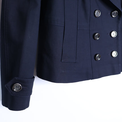BURBERRY Crop Double Breasted Swing Jacket Dark Navy Long Sleeve Women's 40/US 6