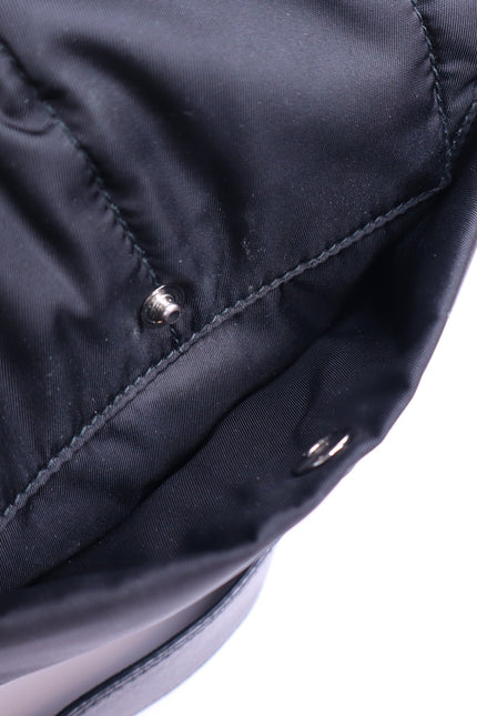 PRADA Tessuto Nylon Bomber Sound Bag Black Leather Adjustable Shoulder Strap