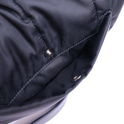 PRADA Tessuto Nylon Bomber Sound Bag Black Leather Adjustable Shoulder Strap