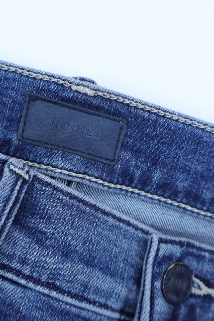 MOTHER Blue Dazzler Ankle Fray Jeans Mid Rise Weekend Warrior Women's 29