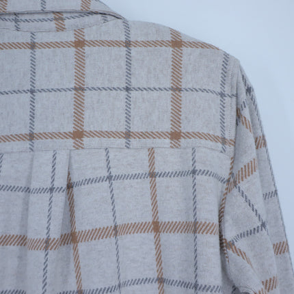 Faherty Legend Sweater Shirt Open Tundra Grey Windowpane Button Down Women's M