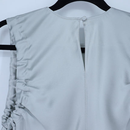 Helmut Lang Silk Sleeveless Blouse Silver Ruched Armhole Lightweight Women's S