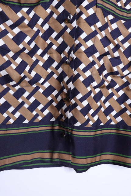 VERONICA BEARD Sumatra Mini Shirt Dress Navy Multi Wide Sleeve Women's 10