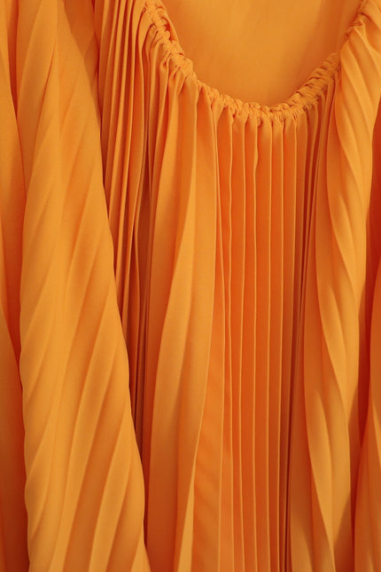 ALICE + OLIVIA Halterneck Sunburst Pleated Mini Dress Orange NWT Women's M