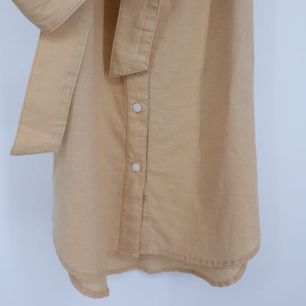 Gap Puff Sleeve Linen Cotton Shirtdress Beige NWT Belted Women's XXS