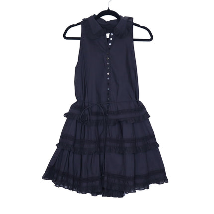 JOSLIN Celia Trapeze Shirt Dress NWT Black Organic Cotton Ruffled Lace Women's 2