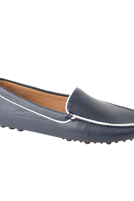PATRICIA GREEN Jill Piped Driving Shoe Navy and White Women's 9M