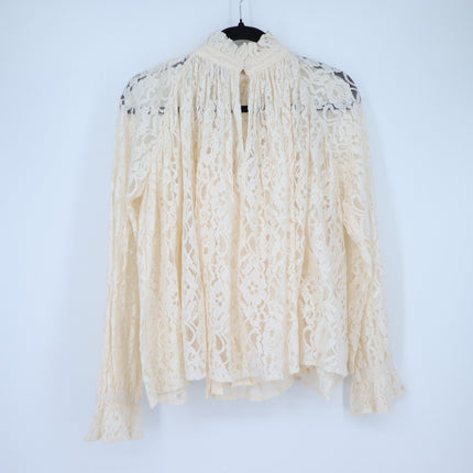 Mille Chantal Lace Blouse with Cami Vanilla Mock Neck Long Sleeve Women's XS