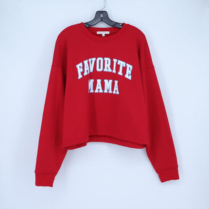 Favorite Daughter Cropped Favorite Mama Sweatshirt Cherry White Women's L