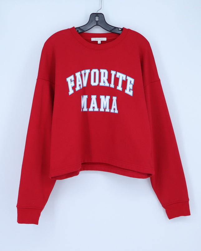 Favorite Daughter Cropped Favorite Mama Sweatshirt Cherry White Women's L