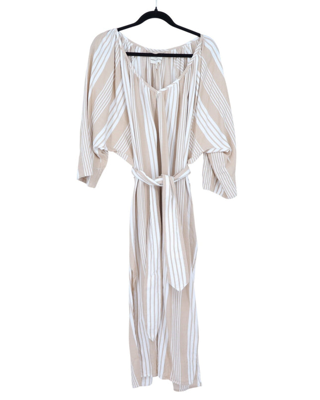 Mara Hoffman Swim Cover Up Dress Beige and White Striped Belted Women's XS