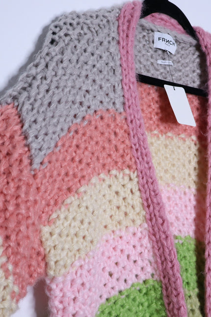 FRNCH NEW Lobelia Cardigan Pink Watermelon Oversized Chunky Knit Women's S/M