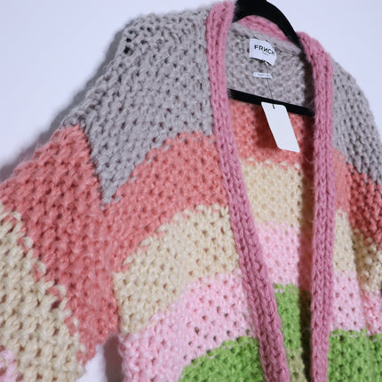 FRNCH Lobelia Cardigan NWT Pink Watermelon Oversized Chunky Knit Women's S/M