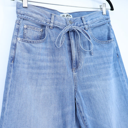 LE JEAN Wide Leg Jeans Blue Light Wash Tie Belt High Rise Women's 29
