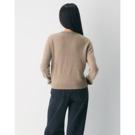 Aritzia Bare 100% Cashmere Noteworthy Cardigan Heathered Nomad Taupe Women's XS