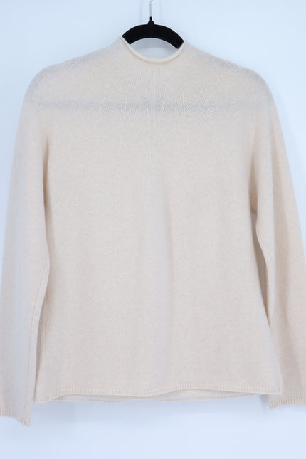 MAXMARA High Neck Cashmere Sweater Ivory Long Sleeve Quiet Luxury Women's L