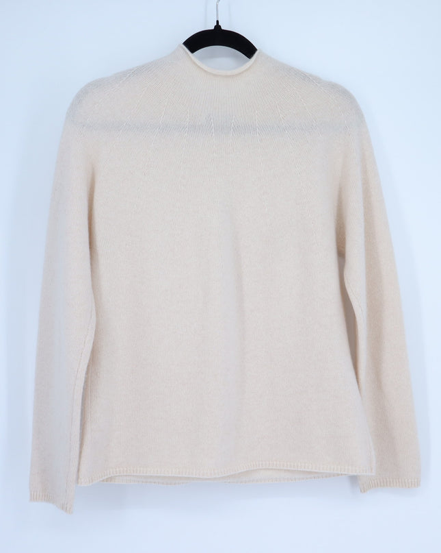 MAXMARA High Neck Cashmere Sweater Ivory Long Sleeve Quiet Luxury Women's L