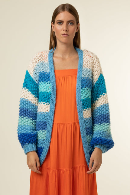 FRNCH NEW Lobelia Cardigan Pink Watermelon Oversized Chunky Knit Women's S/M