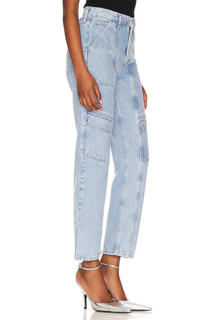 AGOLDE Cooper Cargo Jeans Rank Blue Light Wash Zip Fly Women's 30