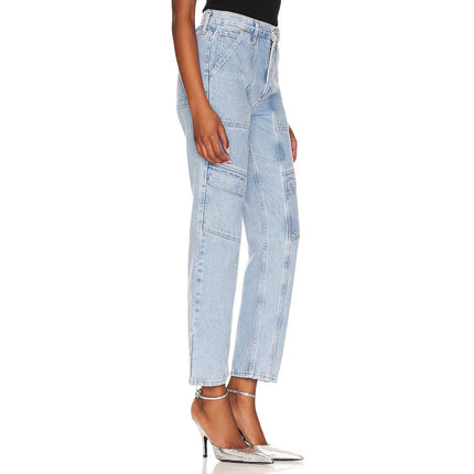 AGOLDE Cooper Cargo Jeans Rank Blue Light Wash Zip Fly Women's 30