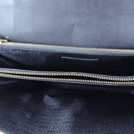 Versace Sunburst Leather Briefcase Vintage Black Embossed Gold & Silver
