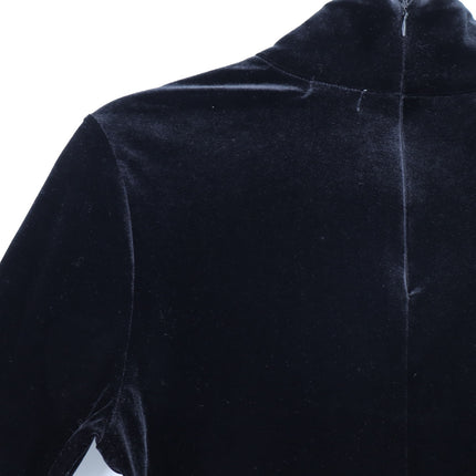 L'agence Coralie Turtleneck Top Black Velvet 3/4 Sleeve Relaxed Fit Women's M