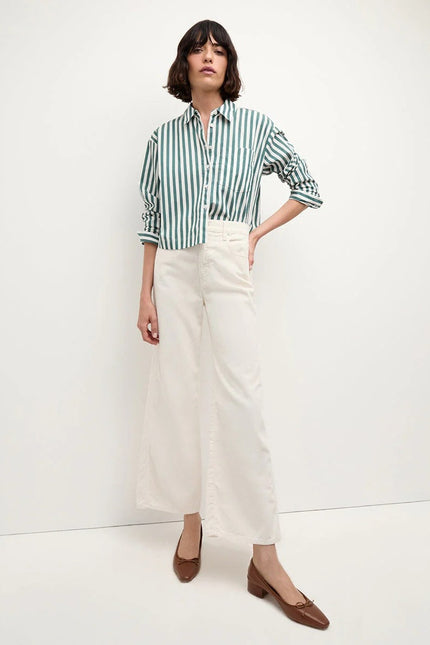 VERONICA BEARD Taylor Wide Leg Crop Pants Ecru Corduroy High Rise Women's 30