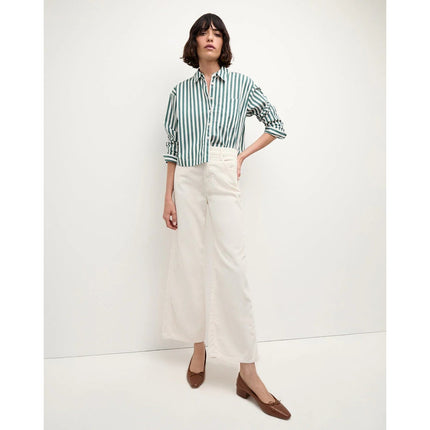 VERONICA BEARD Taylor Wide Leg Crop Pants Ecru Corduroy High Rise Women's 30