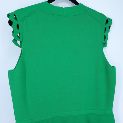 THE FOLD Vienna Sculpt Knit Midi Dress Emerald Green NWT Laser Cut Women's 10