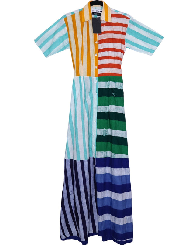 STUDIO 189 Hand Batik Shirt Dress NWT Mixed Print Cotton Multicolor Women's XS
