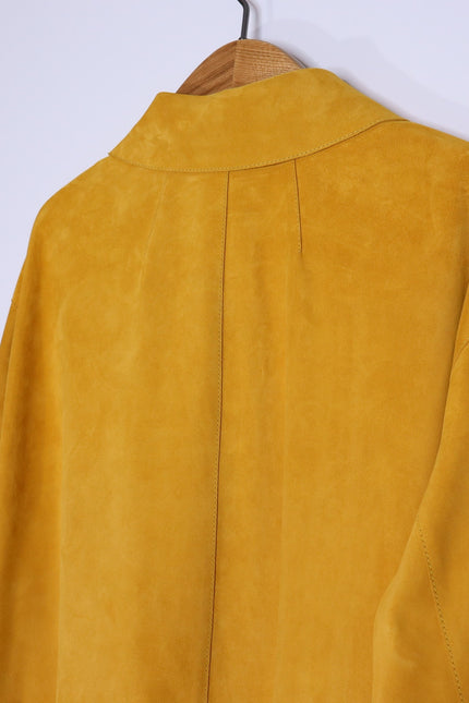 LAFAYETTE 148 NEW Clyde Laser Cut Suede Jacket Spiced Honey Yellow Women's XL