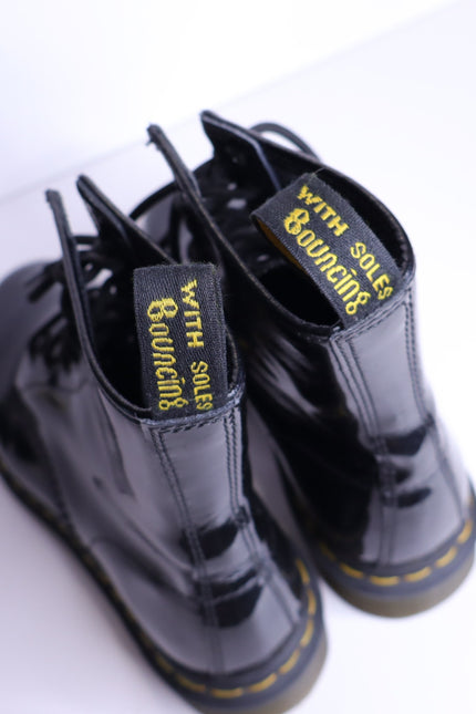 DR. MARTENS 1460 Patent Leather Combat Boots Black Lace Up Women's 7