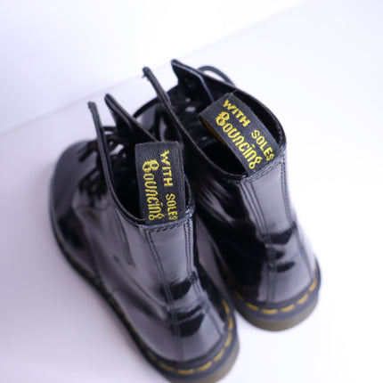 DR. MARTENS 1460 Patent Leather Combat Boots Black Lace Up Women's 7