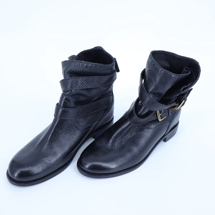 KATE SPADE Sabina Moto Ankle Boot Black Leather Double Buckle Women's 7