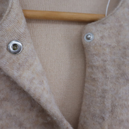 Vince Soft Sculpted Car Coat Oatmeal Textured Long Sleeve Sweater Knit Women's S