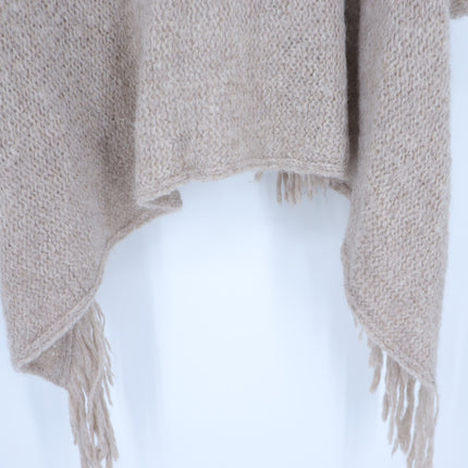 SEFTE + THE HUNTRESS Fringe Open Cardigan Oatmeal Long Sleeve Women's OS