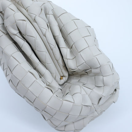BOTTEGA VENETA The Pouch Plaster White Intrecciato Leather Clutch Bag