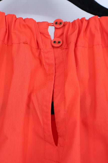 ULLA JOHNSON Elora Popover Blouse Coral Poplin Ruffle Sleeve Women's 2