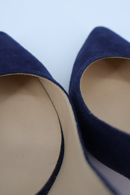 JIMMY CHOO Romy 85 Navy Suede Pointed Pumps Women's 38.5/US 8.5