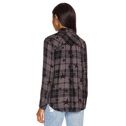 Rails Hunter Shirt Ash Twilight Stars Button Up Plaid Collared Blouse Women's S