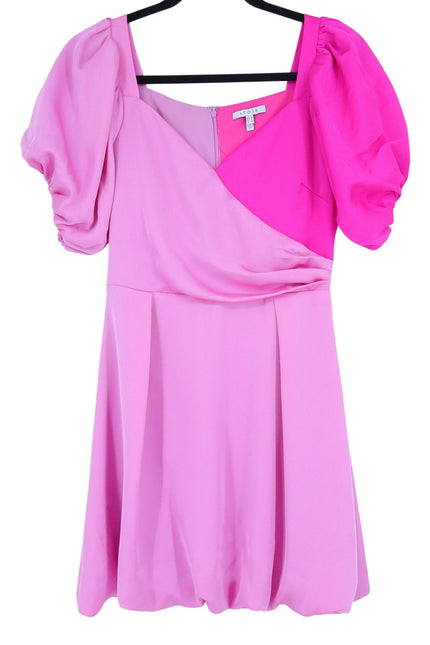ATOIR Lost To The Night Dress Pink Fuchsia Mini Balloon Hem Puff Sleeve Womens 4