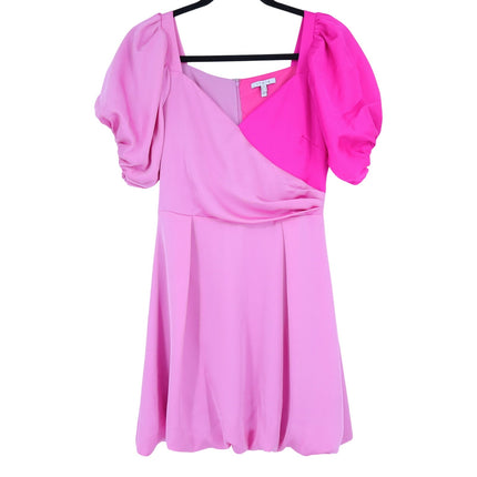 ATOIR Lost To The Night Dress Pink Fuchsia Mini Balloon Hem Puff Sleeve Womens 4