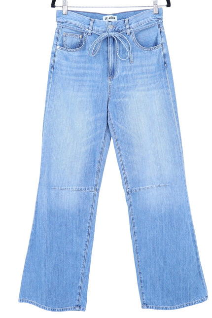 LE JEAN Wide Leg Jeans Blue Light Wash Tie Belt High Rise Women's 29