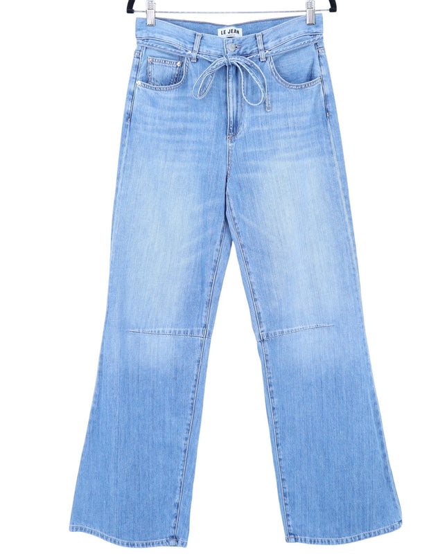 LE JEAN Wide Leg Jeans Blue Light Wash Tie Belt High Rise Women's 29